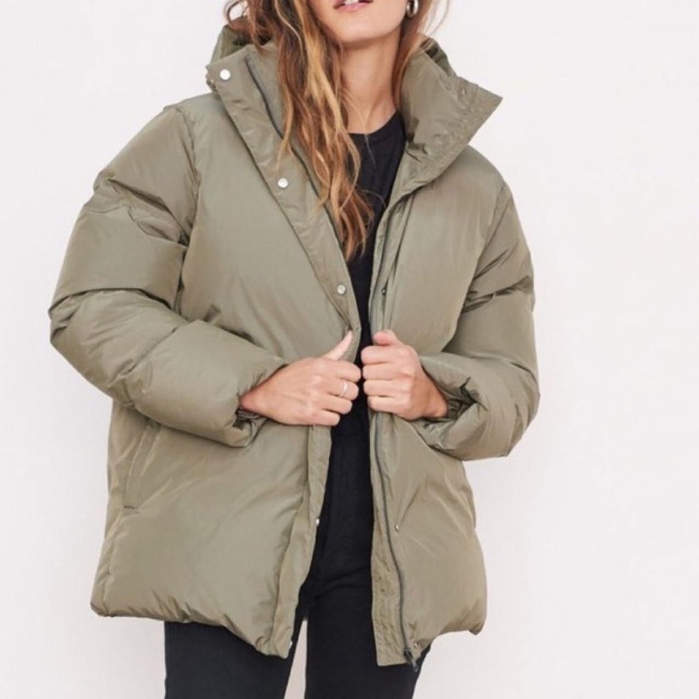 Jenni Kayne Olive Green Puffer Coat Jacket, Size XS
